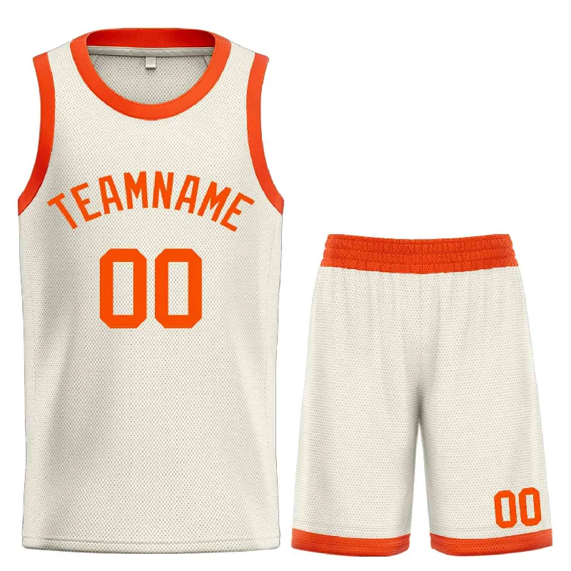 Men's basketball uniform team promotion -Custom Cream Orange Classic Sets Bull Basketball Jersey