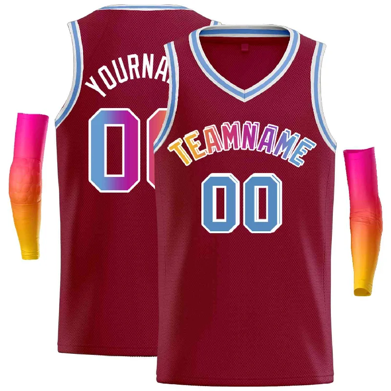 Men's basketball uniform fan merchandise -Custom Maroon Pink-White Classic Tops Men Casual Basketball Jersey