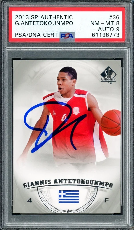 Men's basketball card affordable package -Giannis Antetokounmpo Autographed 2013 SP Authentic Rookie Card #36 Milwaukee Bucks PSA 8 Auto Grade Mint 9 PSA/DNA #61196773