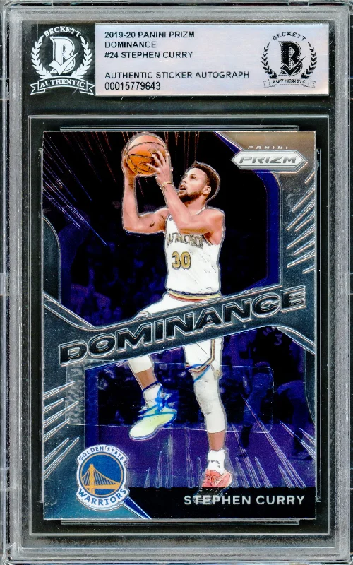 Men's basketball card budget cards -Stephen Curry Autographed 2019-20 Panini Prizm Dominance Card #24 Golden State Warriors Beckett BAS Stock #216858