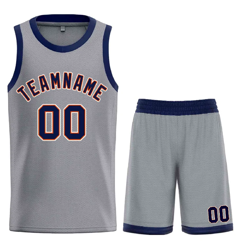 Men's basketball uniform retro style -Custom Dark Gray Navy-Orange Classic Sets Bull Basketball Jersey