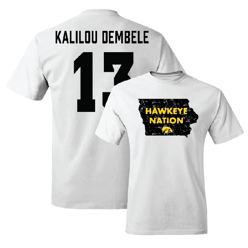 Men's basketball T-shirt personalized tees -Men's Basketball White State Comfort Colors Tee - Ladji Kalilou Dembélé