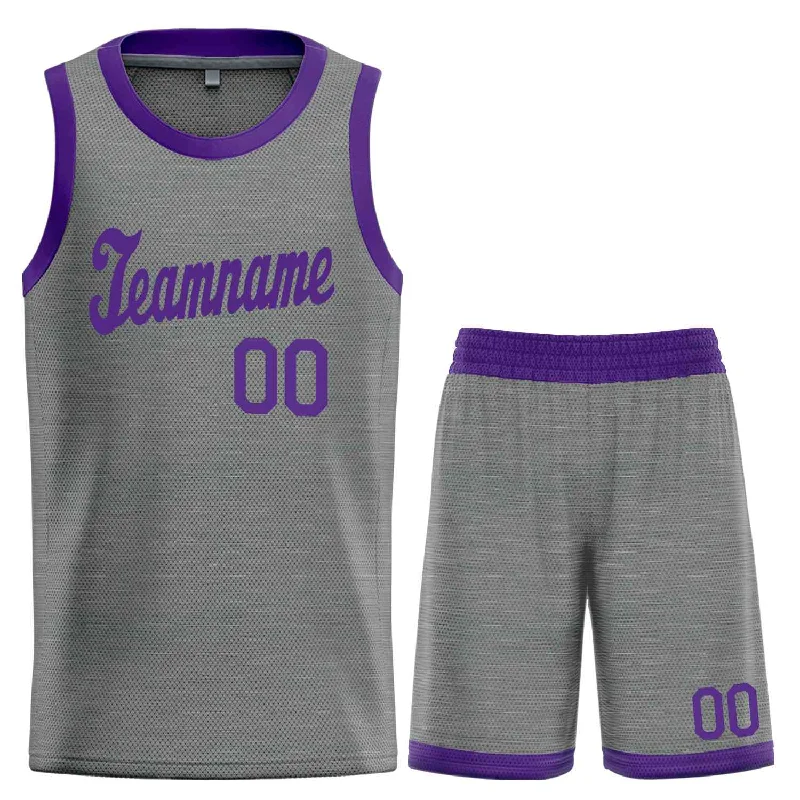 Men's basketball uniform affordable collection -Custom Dark Gray Purple Classic Sets Sports Uniform Basketball Jersey