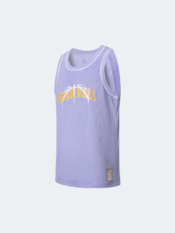 Men's basketball uniform high quality sale -Erke Jersey Sea Men Basketball T-Shirt Mist Purple