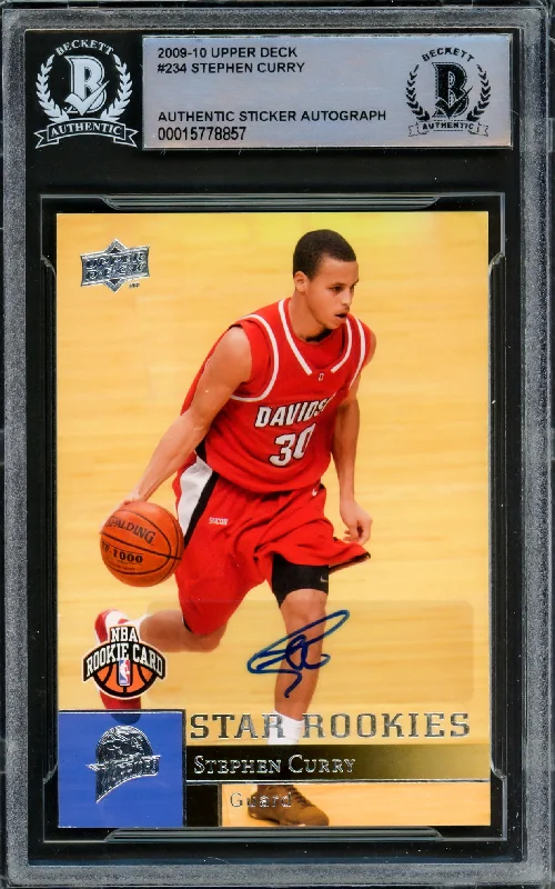 Men's basketball card collector’s item -Stephen Curry Autographed 2009-10 Upper Deck Rookie Card #234 Golden State Warriors Beckett BAS #15778857