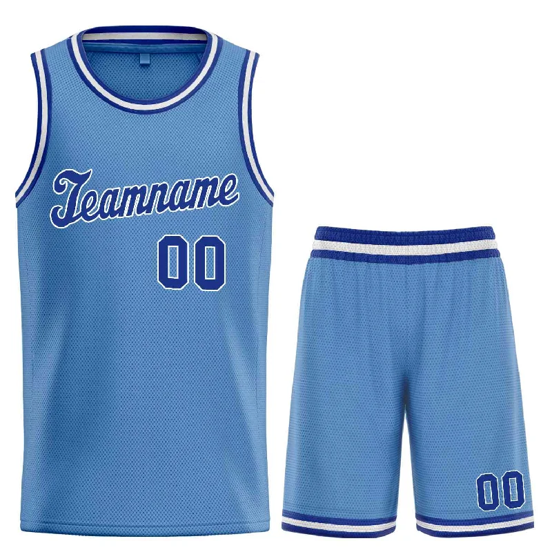 Men's basketball uniform lightweight clothing -Custom Light Blue White Classic Sets Sports Uniform Basketball Jersey