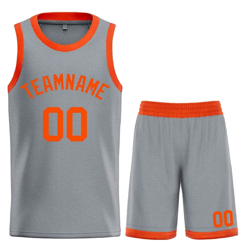 Men's basketball uniform durable quality -Custom Dark Gray Orange Classic Sets Bull Basketball Jersey