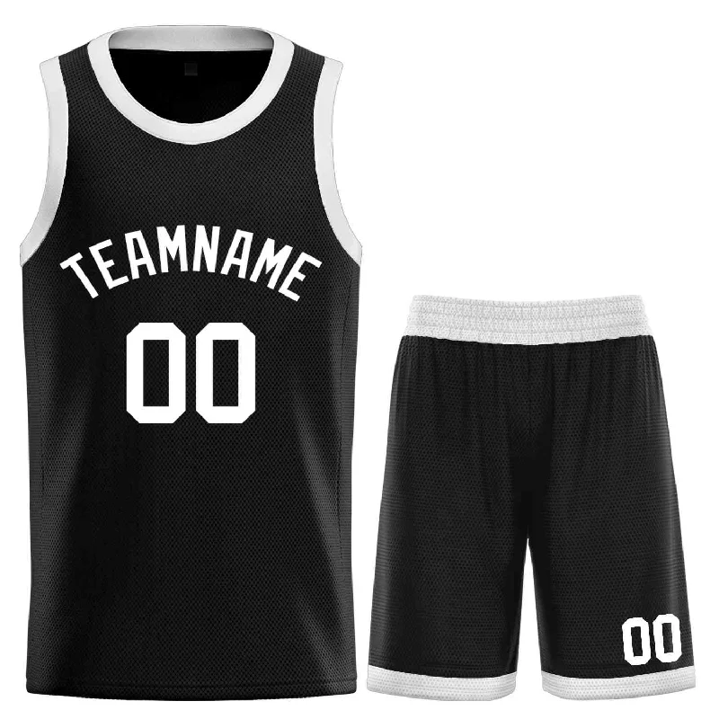 Men's basketball uniform slim fit design -Custom Black White-Classic Sets Curved Basketball Jersey