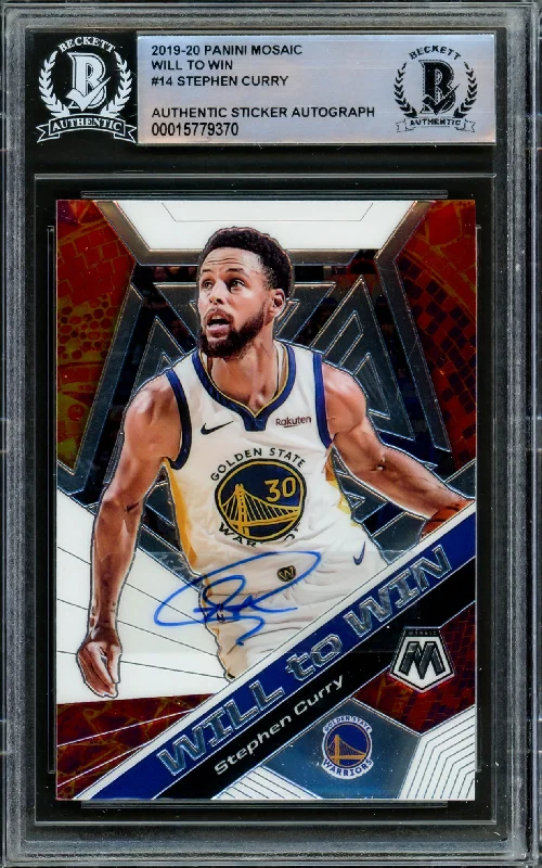 Men's basketball card signed edition -Stephen Curry Autographed 2019-20 Panini Mosaic Will To Win Card #14 Golden State Warriors Beckett BAS #15779370