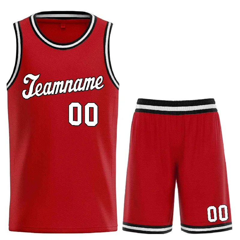 Men's basketball uniform team uniform set -Custom Red White-Black Classic Sets Sports Uniform Basketball Jersey