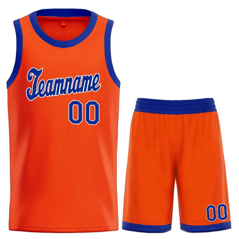 Men's basketball uniform high quality ensemble -Custom Orange Royal-White Classic Sets Sports Uniform Basketball Jersey