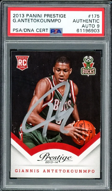 Men's basketball card team deal -Giannis Antetokounmpo Autographed 2013 Panini Prestige Rookie Card #175 Milwaukee Bucks Auto Grade Mint 9 PSA/DNA #61196903