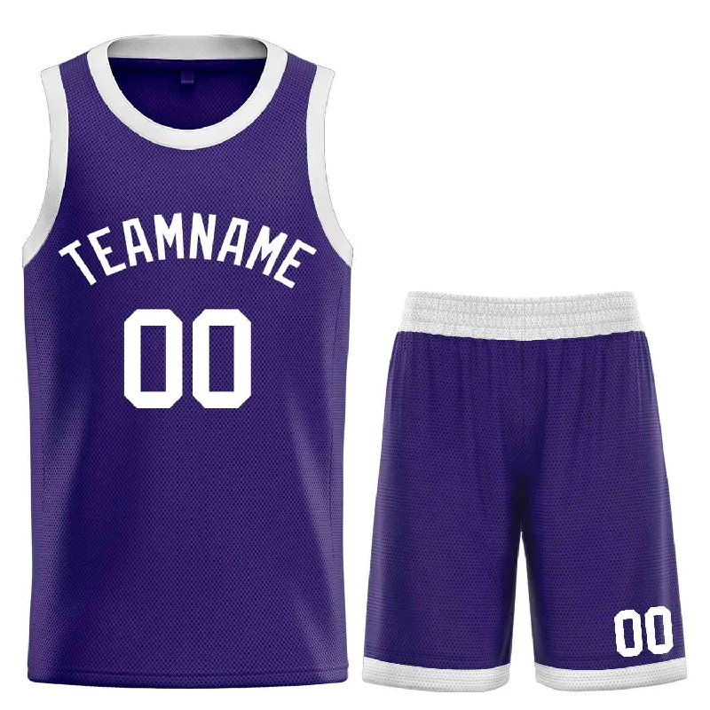 Men's basketball uniform limited edition -Custom Purple White-Bull Classic Sets Curved Basketball Jersey