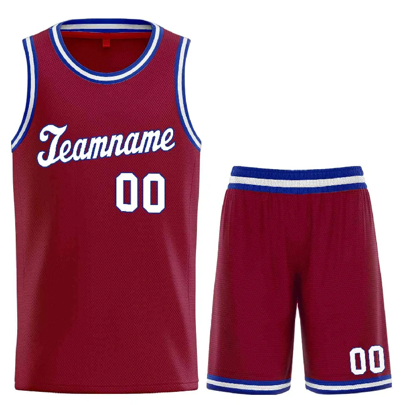 Men's basketball uniform premium quality -Custom Maroon White-Royal Classic Sets Sports Uniform Basketball Jersey