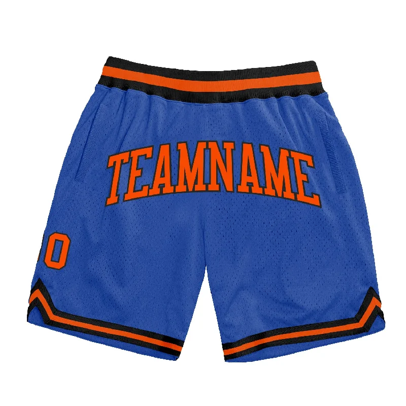 Men's basketball shorts stretch-sleek -Custom Blue Orange-Black Authentic Throwback Basketball Shorts