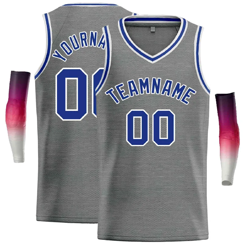 Men's basketball uniform custom fit -Custom Dark Gray Royal-White Classic Tops Men Casual Basketball Jersey