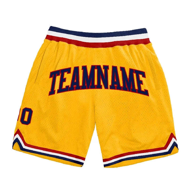 Men's basketball shorts dynamic-performance -Custom Gold Navy-Red Authentic Throwback Basketball Shorts