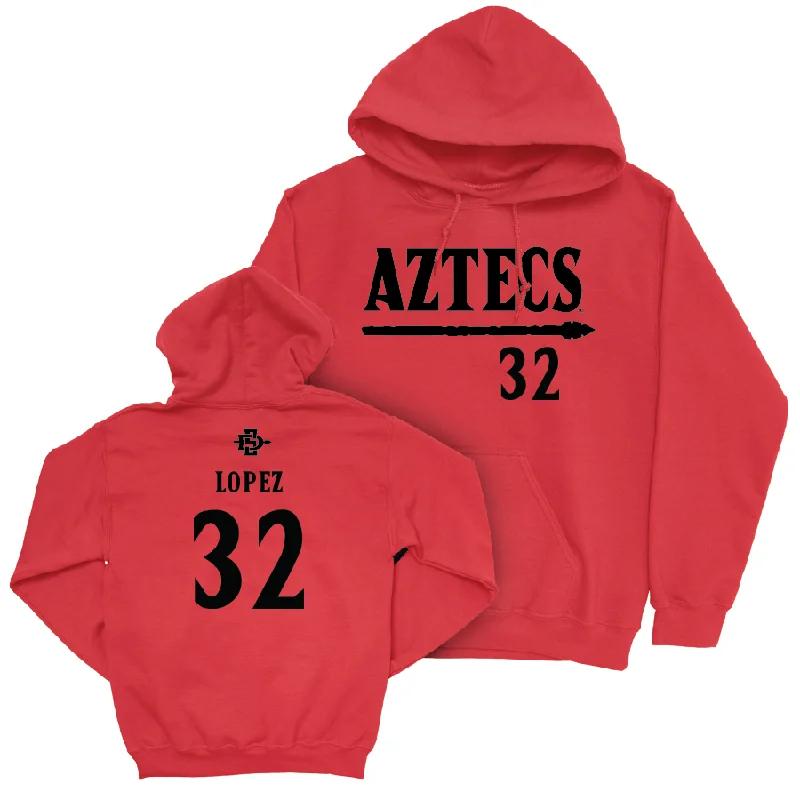 Men's hoodies stretch-fabric -SDSU Men's Basketball Red Staple Hoodie - Desai Lopez #32