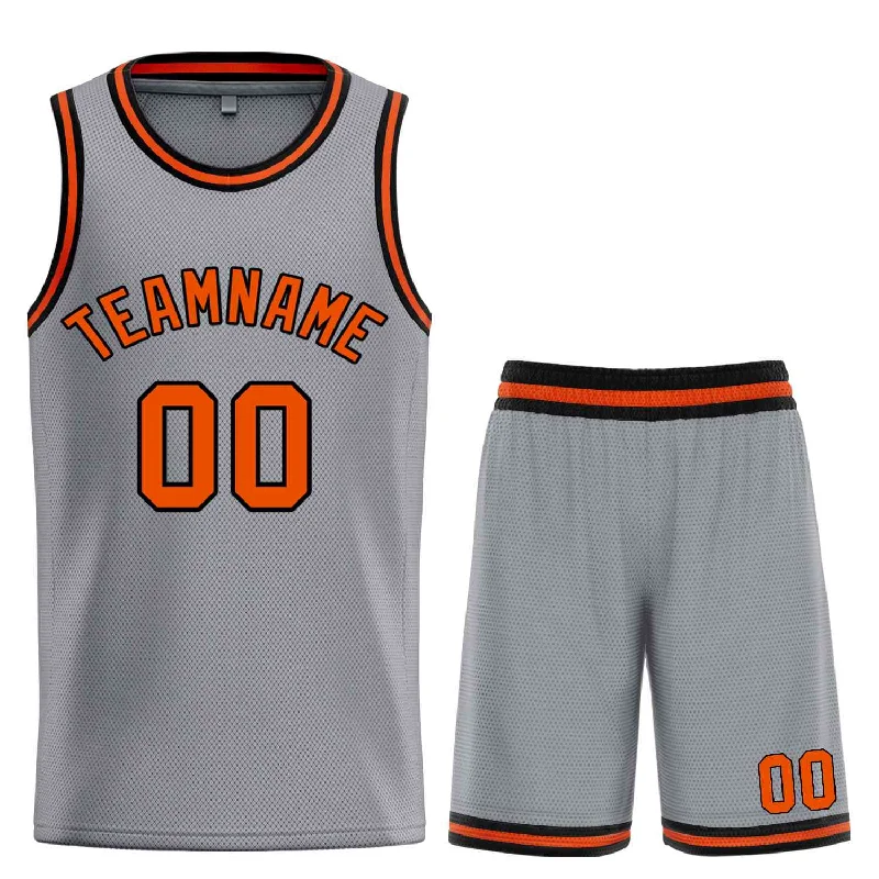 Men's basketball uniform premium fabric -Custom Dark Gray Orange-Black Classic Sets Bull Basketball Jersey