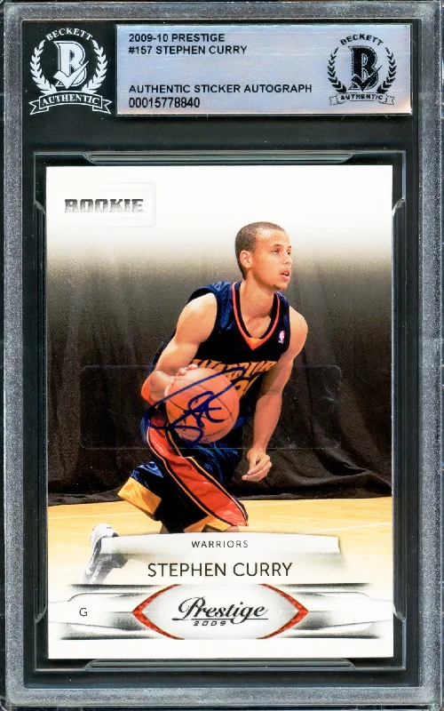 Men's basketball card quick delivery -Stephen Curry Autographed 2009-10 Panini Prestige Rookie Card #157 Golden State Warriors Beckett BAS #15778840