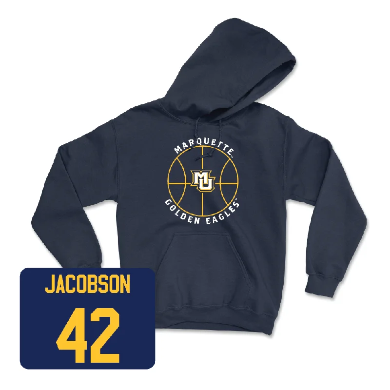 Men's hoodies white -Navy Men's Basketball Hardwood Hoodie  - Luke Jacobson