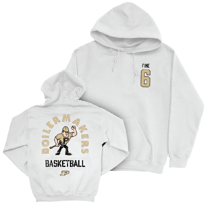 Men's hoodies soft-touch -Men's Basketball White Mascot Hoodie  - Aaron Fine