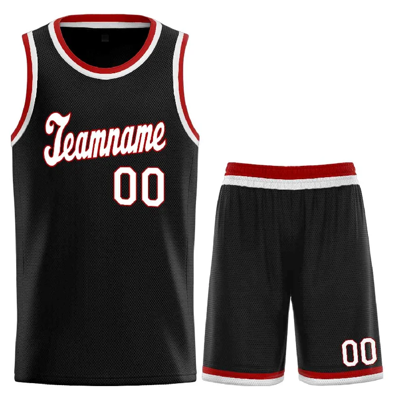 Men's basketball uniform team set -Custom Black Red-Red Classic Sets Sports Uniform Basketball Jersey