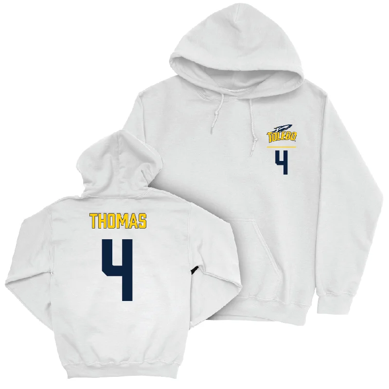 Men's hoodies layered -Toledo Men's Basketball White Logo Hoodie - Xavier Thomas | #4