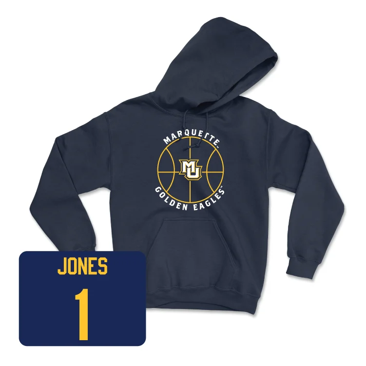 Men's hoodies urban -Navy Men's Basketball Hardwood Hoodie - Kameron Jones