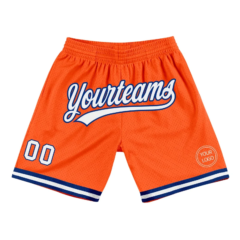 Men's basketball shorts hybrid-rugged -Custom Orange White-Royal Authentic Throwback Basketball Shorts