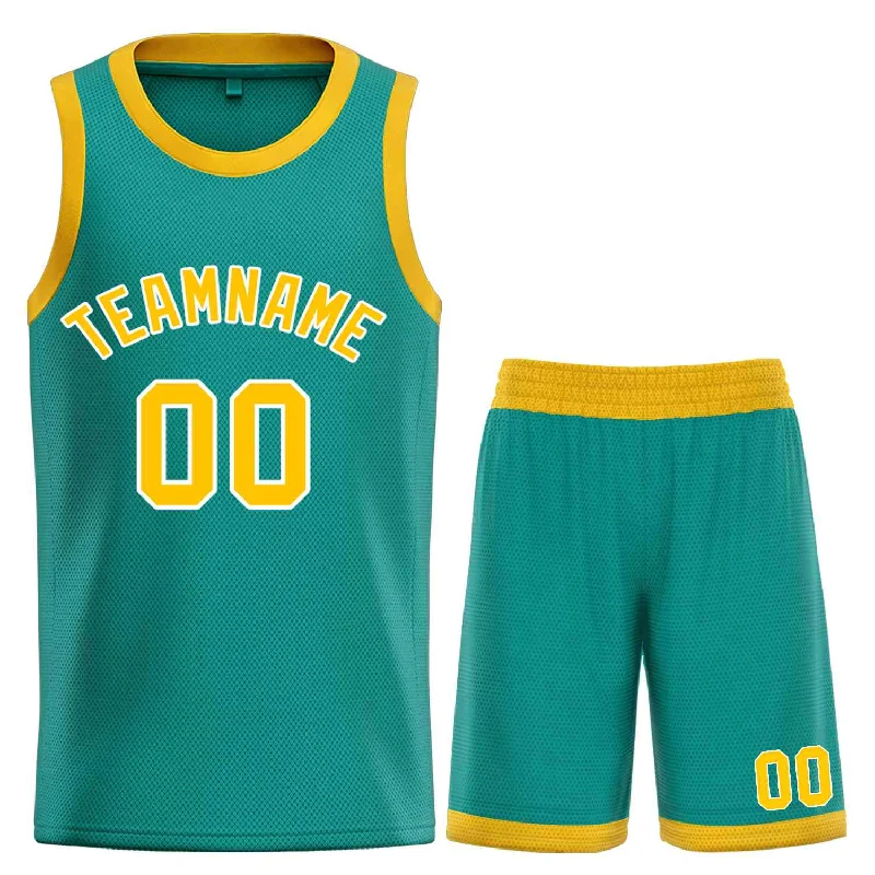 Men's basketball uniform sports clothing -Custom Teal Yellow-White Bull Classic Sets Basketball Jersey