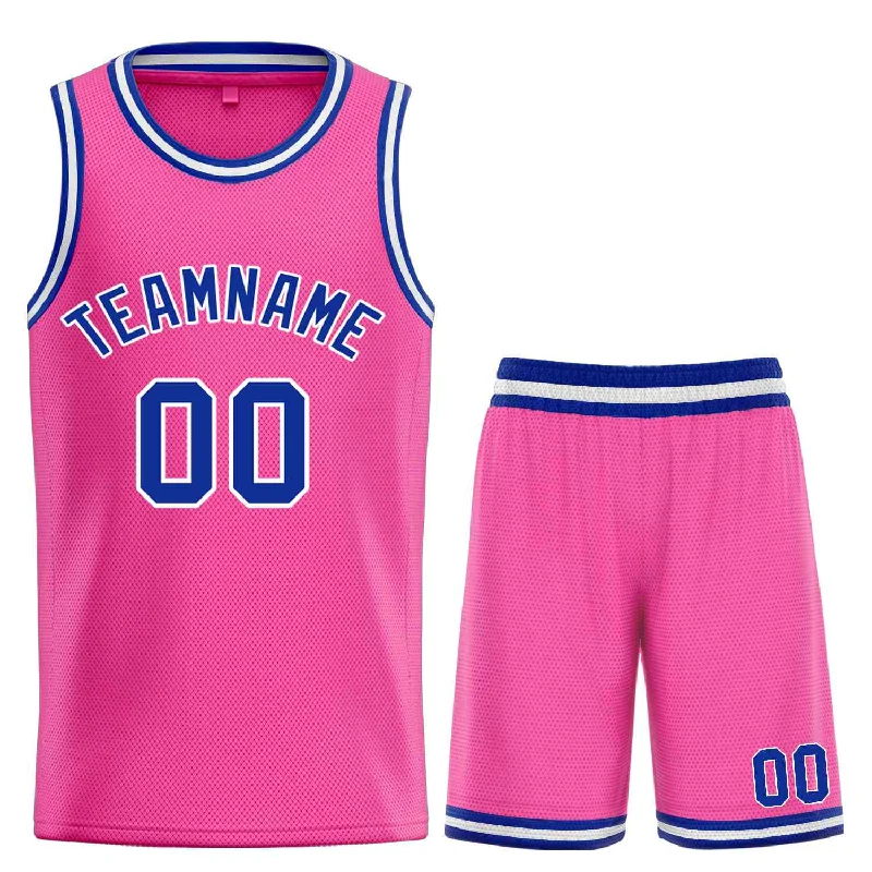 Men's basketball uniform price range -Custom Pink Royal-White Classic Sets Bull Basketball Jersey