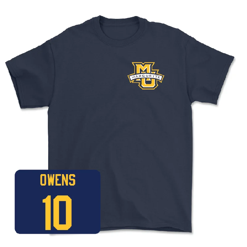 Men's basketball T-shirt mesh panels -Navy Men's Basketball Classic Tee  - Damarius Owens