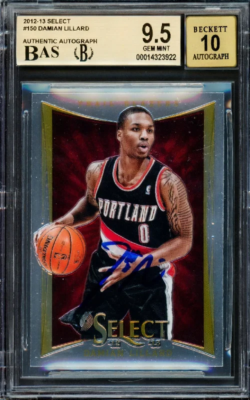 Men's basketball card light combo -Damian Lillard Autographed 2012-13 Panini Select Rookie Card #150 Portland Trail Blazers BGS 9.5 Auto Grade Gem Mint 10 Beckett BAS #14323922