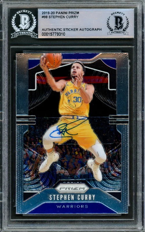 Men's basketball card team bundle -Stephen Curry Autographed 2019-20 Panini Prizm Card #98 Golden State Warriors Beckett BAS Stock #216847