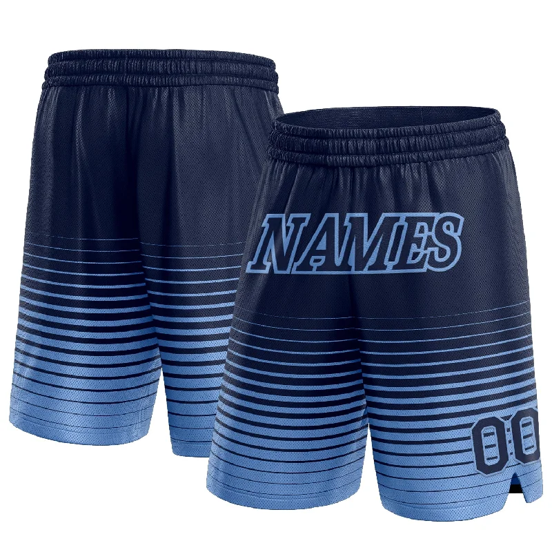 Men's basketball shorts moisture-team -Custom Navy Light Blue Pinstripe Fade Fashion Authentic Basketball Shorts