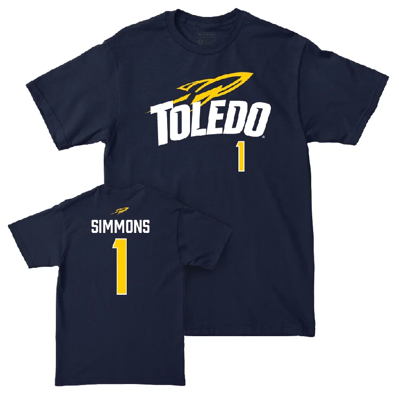 Men's basketball T-shirt bespoke design -Toledo Men's Basketball Navy Sideline Tee - Javan Simmons | #1