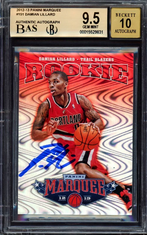 Men's basketball card cool lineup -Damian Lillard Autographed 2012-13 Panini Marquee Rookie Card #151 Portland Trail Blazers BGS 9.5 Auto Grade Gem Mint 10 Beckett BAS #15529831