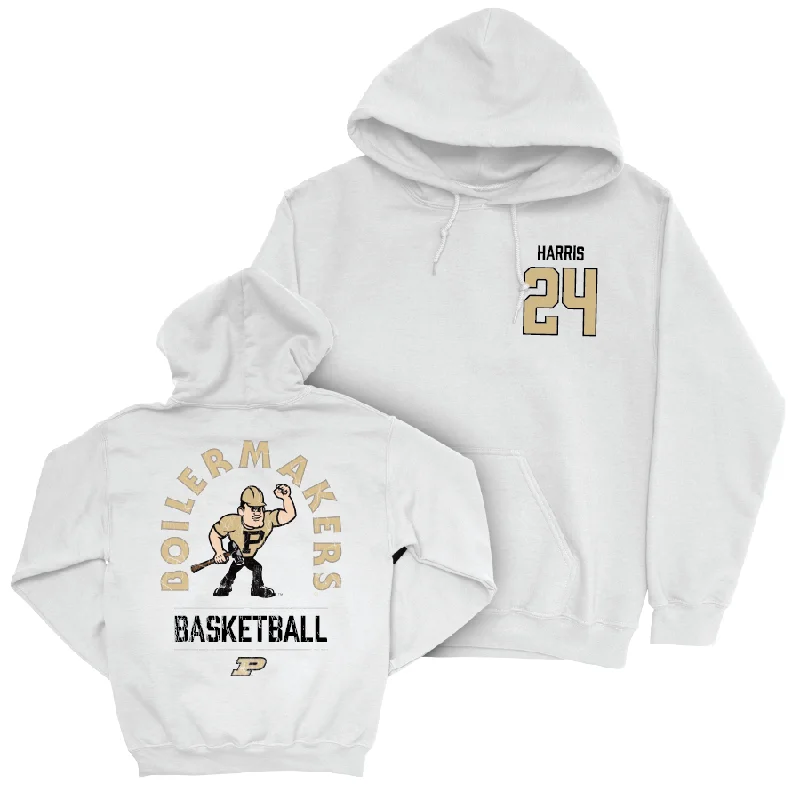 Men's hoodies knit -Men's Basketball White Mascot Hoodie  - Gicarri Harris