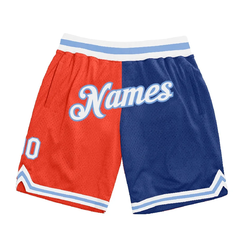 Men's basketball shorts performance-rugged -Custom Orange White-Royal Authentic Throwback Split Fashion Basketball Shorts