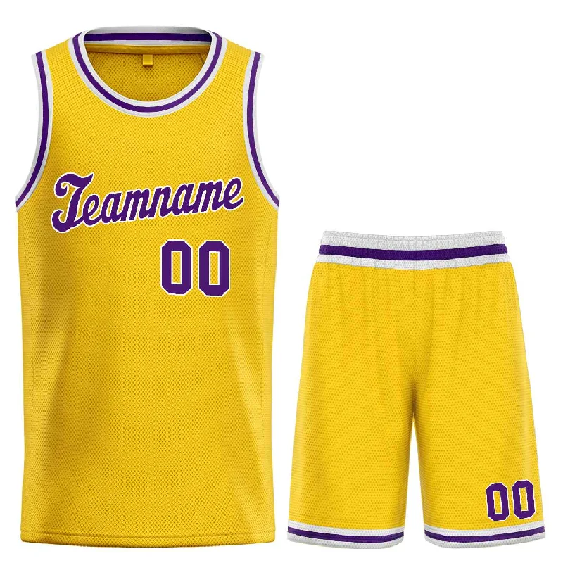 Men's basketball uniform team wear -Custom Yellow Purple-White Classic Sets Sports Uniform Basketball Jersey