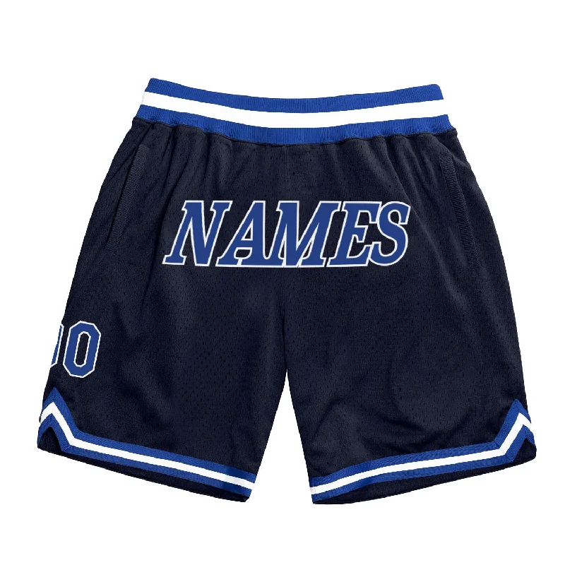 Men's basketball shorts active-hybrid -Custom Navy Royal-White Authentic Throwback Basketball Shorts