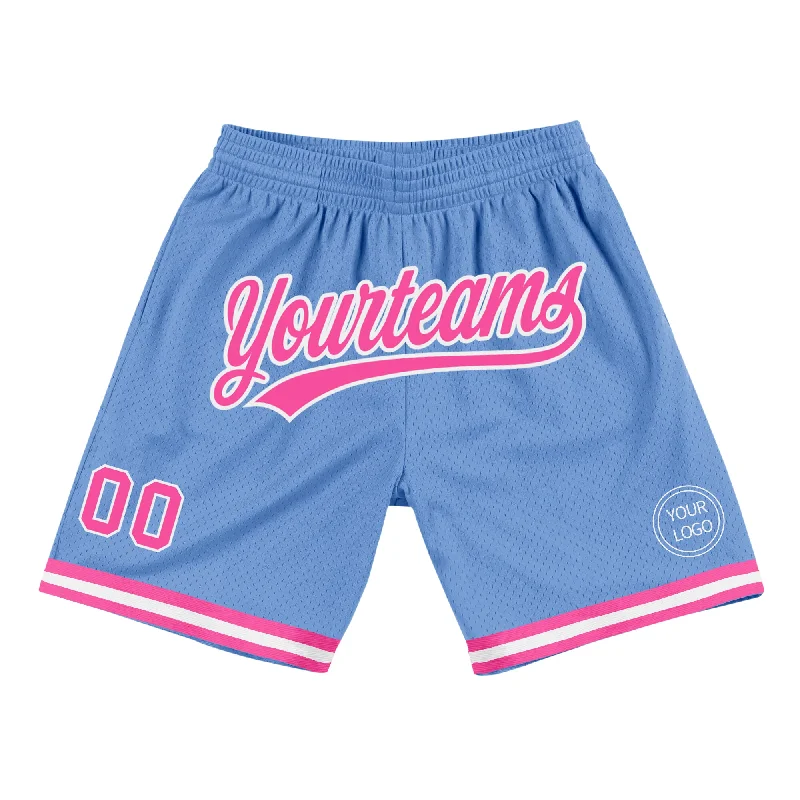 Men's basketball shorts moisture-bold -Custom Light Blue Pink-White Authentic Throwback Basketball Shorts