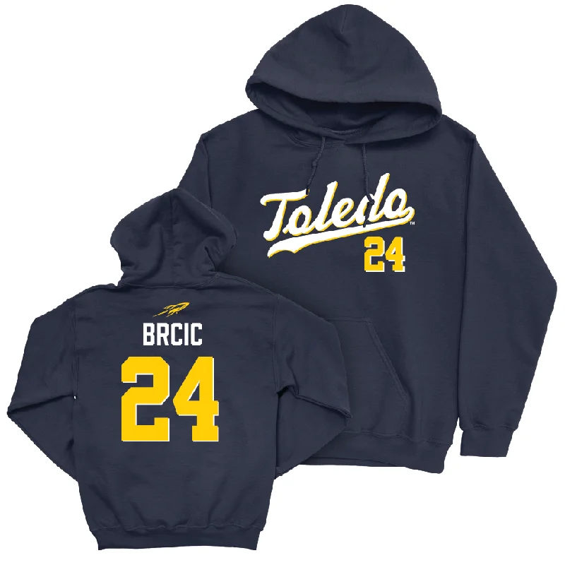 Men's hoodies recycled -Toledo Men's Basketball Navy Script Hoodie - Grgur Brcic | #24