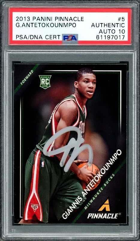 Men's basketball card player offer -Giannis Antetokounmpo Autographed 2013 Panini Pinnacle Rookie Card #5 Milwaukee Bucks Auto Grade Gem Mint 10 PSA/DNA #61197017