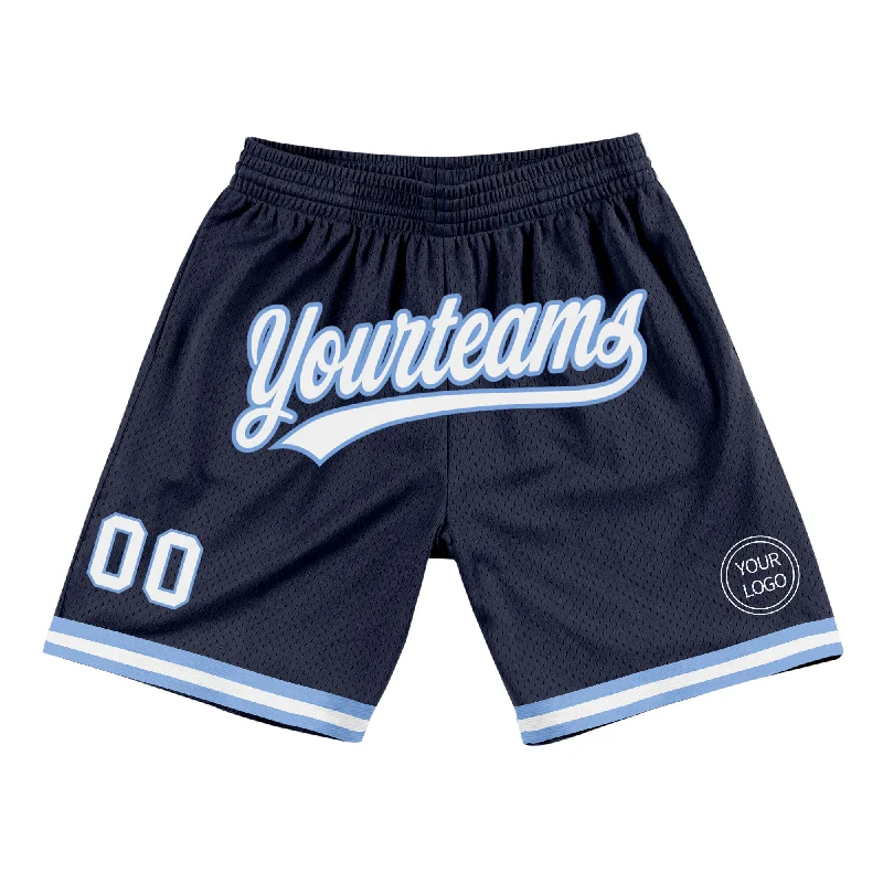 Men's basketball shorts moisture-hybrid -Custom Navy White-Light Blue Authentic Throwback Basketball Shorts