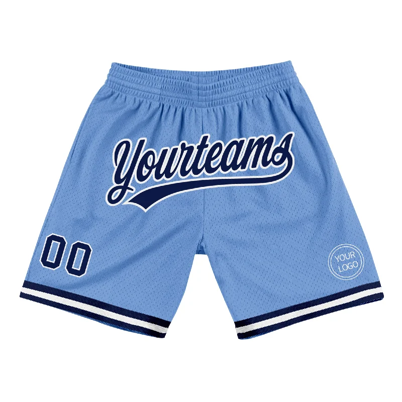 Men's basketball shorts rugged-performance -Custom Light Blue Navy-White Authentic Throwback Basketball Shorts