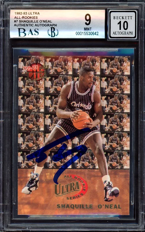 Men's basketball card trendy treasury -Shaquille "Shaq" O'Neal Autographed 1992-93 Fleer Ultra All Rookie Team Rookie Card #7 Orlando Magic BGS 9 Auto Grade Gem Mint 10 Beckett BAS #15530642