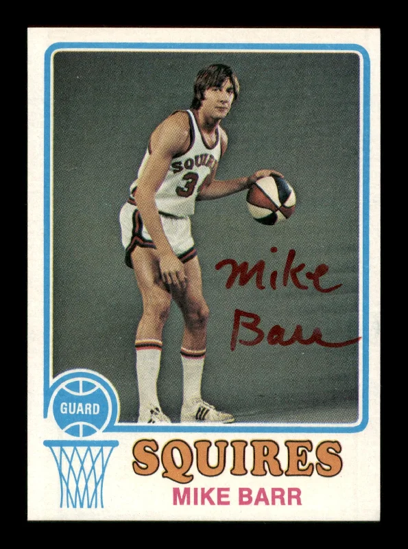 Men's basketball card low-price set -Mike Barr Autographed 1973-74 Topps Card #198 Virginia Squires SKU #205356