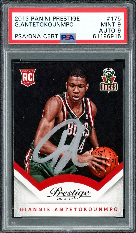 Men's basketball card lightweight deal -Giannis Antetokounmpo Autographed 2013 Panini Prestige Rookie Card #175 Milwaukee Bucks PSA 9 Auto Grade Mint 9 PSA/DNA #61196915